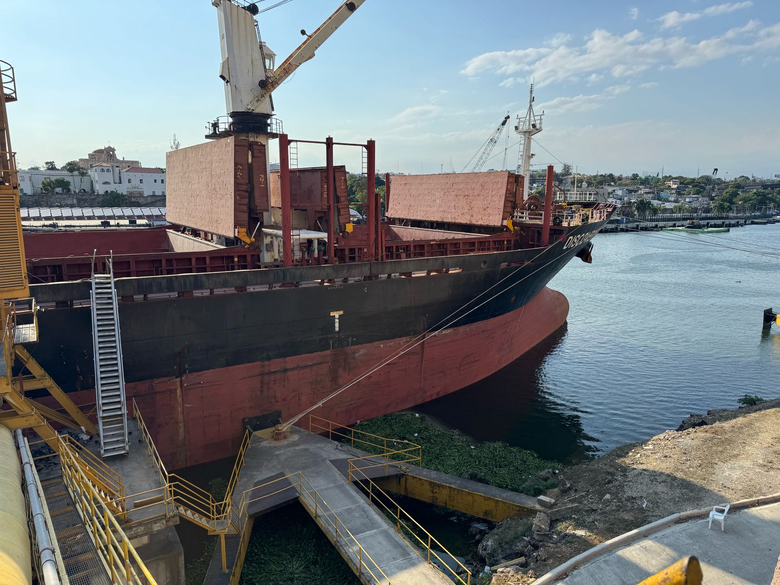 Marine ship docked
